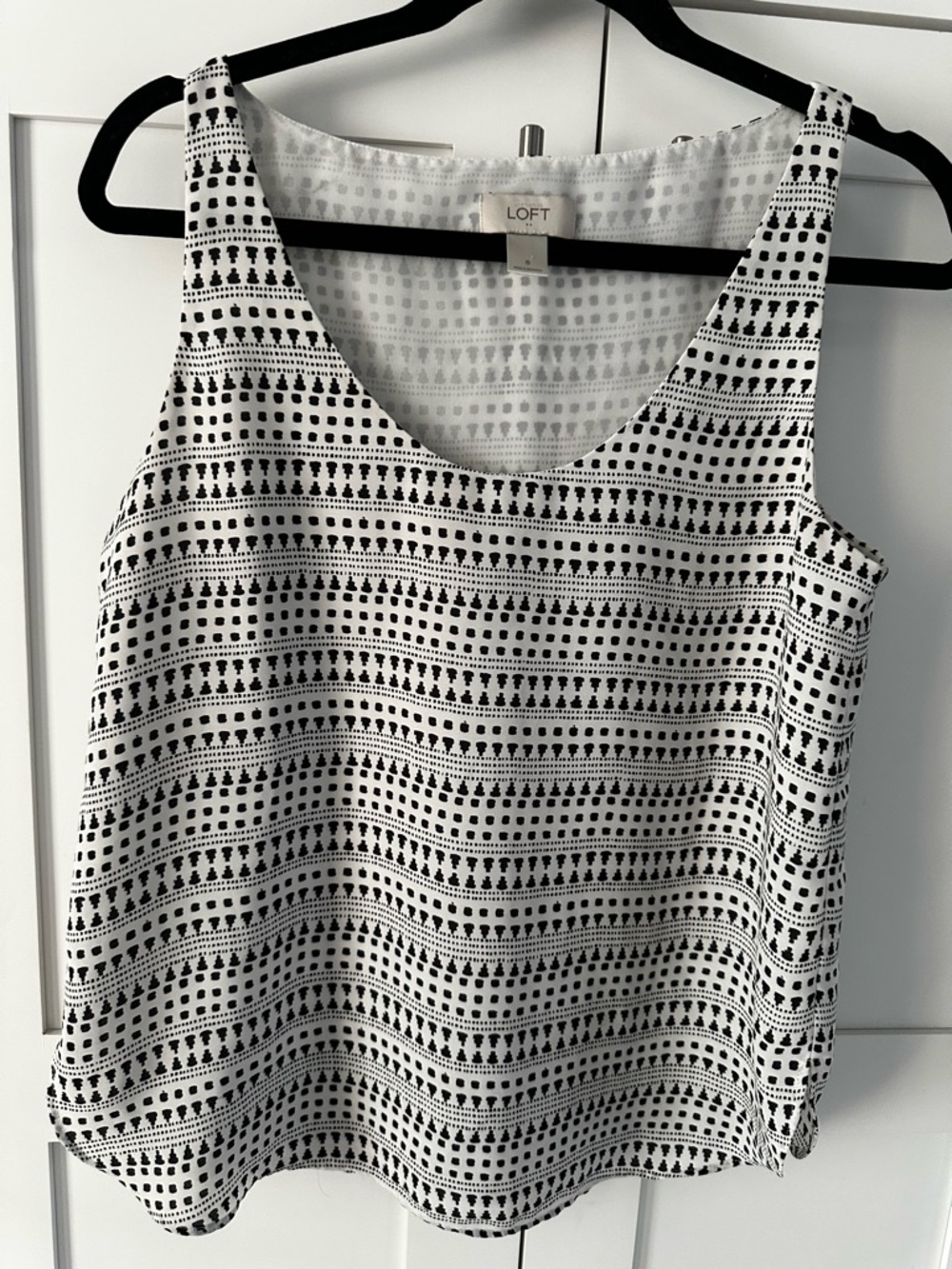 LOFT White and Black Geometric Sleeveless Camisole